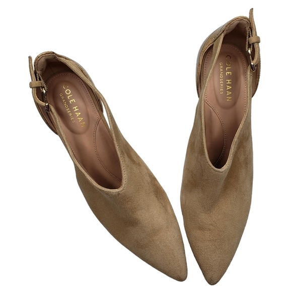 Cole Haan | Tan Genuine Suede Leather Pointed Toe Heeled Booties Women's 6.5 - Picture 8 of 12